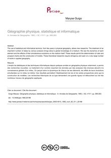 Géographie physique, statistique et informatique  - article ; n°511 ; vol.92, pg 268-283