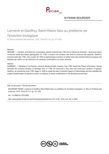Lamarck et Geoffroy Saint-Hilaire face au problème de l évolution biologique. - article ; n°4 ; vol.25, pg 311-325