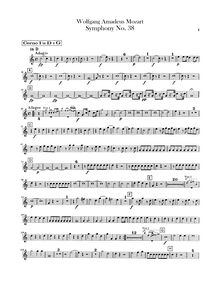 Partition cor 1 (D, G), 2 (F) 2 (D, G), Symphony No.38, Prague Symphony
