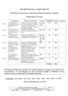 Epreuve technique : activités professionnelles sur dossier 2006 BEP - Métiers de la comptabilité