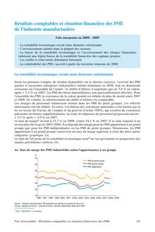 Vue d ensemble sur les résultats comptables et la situation financière des PME de l industrie manufacturière - L industrie en France - Insee Références web - Édition 2009