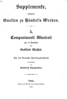 Partition complète, Componimenti Musicali per il Cembalo, Muffat, Gottlieb