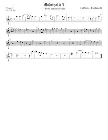 Partition ténor viole de gambe 1, octave aigu clef, Secondo Libro de Madrigali
