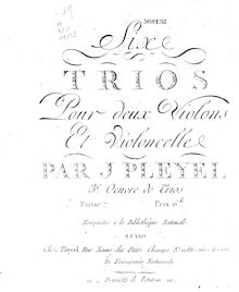 Partition violoncelle, 3 corde Trios, Pleyel, Ignaz