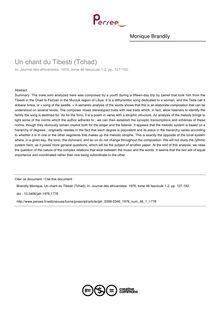 Un chant du Tibesti (Tchad) - article ; n°1 ; vol.46, pg 127-192