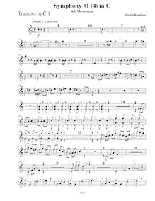 Partition trompette 1 (C), Symphony No.1, C major, Rondeau, Michel par Michel Rondeau