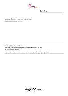 Victor Hugo, vicomte et gueux - article ; n°70 ; vol.20, pg 7-24