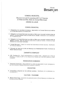 Conseil municipal Besançon 06/11/17 ODJ