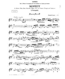 Partition clarinette , partie (en B♭), Septet, Op.55, Septett für Klavier, Flöte, Oboe, Klarinette, Fagott, Horn und Pauken (Triangle und Tamburin). Op. 55.