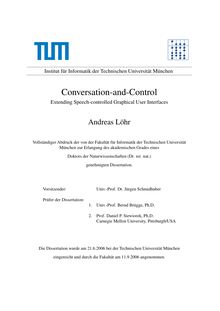Conversation-and-control [Elektronische Ressource] : extending speech controlled graphical user interfaces / Andreas Löhr
