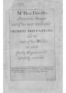 Partition complète, Orpheus Brittanicus, Purcell, Henry