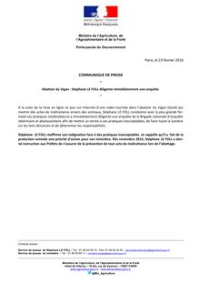 Abattoir du Vigan : Stéphane Le Foll condamne ces pratiques inacceptables