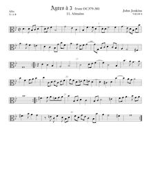 Partition ténor viole de gambe, alto clef, Airs pour 3 violes de gambe (aigu, ténor, basse) par John Jenkins
