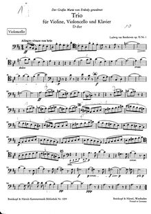Partition de violoncelle, Piano Trio No.5, Op.70 No.1