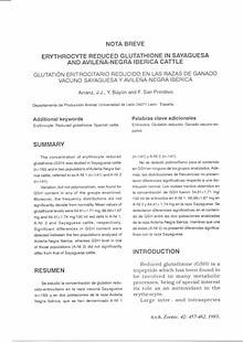 Erythrocyte reduced glutathione in sayaguesa and avilena-negra iberica cattle (Glutatión eritrocitario reducido en las razas de ganado vacuno sayaguesa y avileña-negra ibérica)