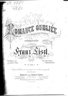 Partition complète, Romance, Romance O pourquoi donc, Liszt, Franz