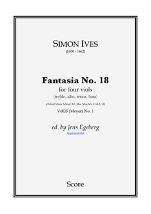 Partition complète, fantaisies pour 4 violes de gambe, Ives, Simon