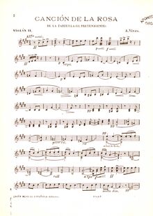 Partition violon II, El pretendiente, Canción de la Rosa, Vives, Amadeo