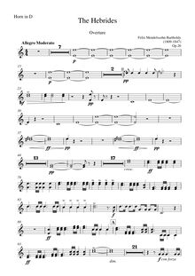 Partition cornes 1/2 (D), pour Hebrides, Op.26, Fingal s CaveLe Ebridi