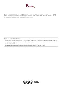 Les entreprises et établissements français au 1er janvier 1971 - article ; n°1 ; vol.47, pg 53-56