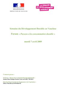 Semaine du Développement Durable en Vaucluse Forum « Passons à la ...