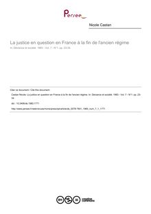 La justice en question en France à la fin de l ancien régime - article ; n°1 ; vol.7, pg 23-34