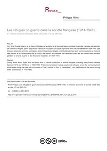 Les réfugiés de guerre dans la société française (1914-1946) - article ; n°2 ; vol.23, pg 247-259