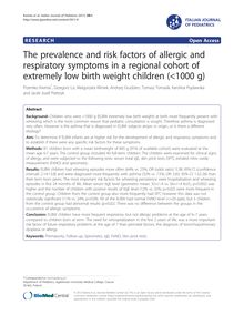 The prevalence and risk factors of allergic and respiratory symptoms in a regional cohort of extremely low birth weight children (