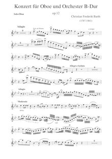 Partition hautbois solo, hautbois Concerto, Op.12, Barth, Christian Frederik