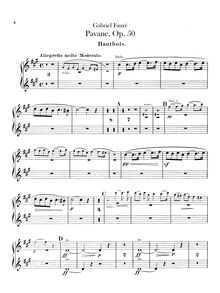 Partition hautbois 1/2, Pavane, Op.50, F♯ minor, Fauré, Gabriel
