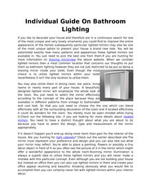 Individual Guide On Bathroom Lighting