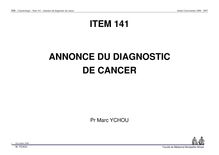 MIB Cancérologie Item Annonce du diagnostic de cancer Année Universitaire