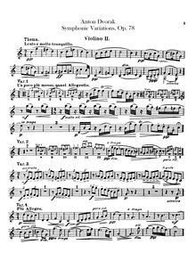 Partition violons II, symphonique Variations, Symfonické variace