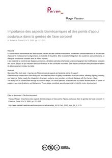 Importance des aspects biomécaniques et des points d appui posturaux dans la genèse de l axe corporel - article ; n°3 ; vol.53, pg 221-233