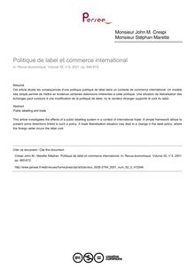 Politique de label et commerce international - article ; n°3 ; vol.52, pg 665-672
