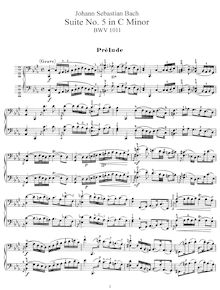 Partition complète, violoncelle  No.5, C minor, Bach, Johann Sebastian par Johann Sebastian Bach