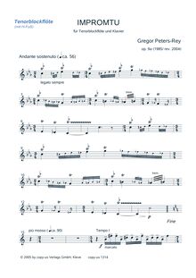 Partition ténor enregistrement , Impromptu, op. 9a, Peters-Rey, Gregor
