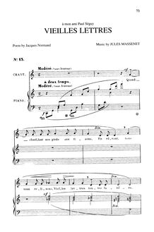 Partition complète (C Major: medium voix et piano), Vieilles lettres
