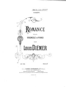 Partition de piano, Romance pour violoncelle, Op.34, Romance pour violoncelle et piano, Op.34