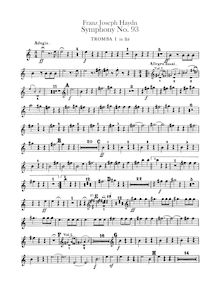 Partition trompette 1, 2 (D, C; avec transposed parties en B♭), Symphony No.93 en D major