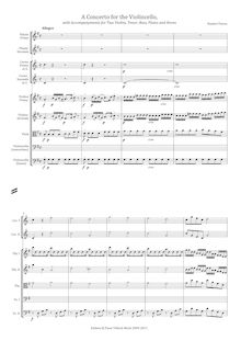 Partition complète, violoncelle Concerto, A concerto for the violincello (!), with accompanyments for two violins, tenor, bass, flutes and horns, by Stephen Paxton