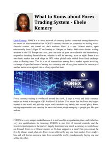 What to Know about Forex Trading System - Ebele Kemery