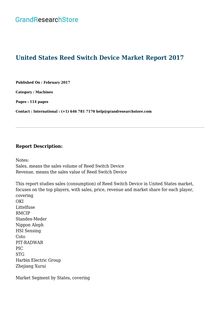 United States Reed Switch Device Market Report 2017