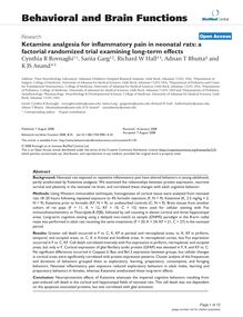 Ketamine analgesia for inflammatory pain in neonatal rats: a factorial randomized trial examining long-term effects