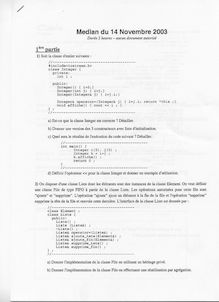 Médian du 14 novembre 2003 : Bases fondamentales de la programmation orientée objet 2003 Génie Informatique Université de Technologie de Belfort Montbéliard