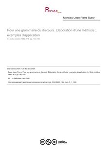 Pour une grammaire du discours. Elaboration d une méthode ; exemples d application - article ; n°1 ; vol.5, pg 143-185