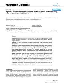 Age as a determinant of nutritional status: A cross sectional study
