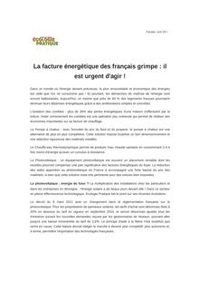 La facture énergétique des français grimpe : il est urgent d agir !