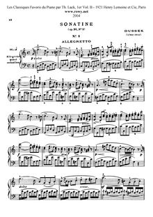 Partition No.2, 6 Piano sonatines, Op.20, Dussek, Jan Ladislav