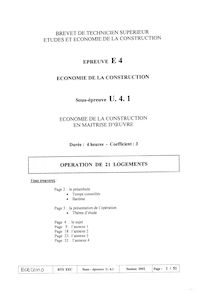 Economie de la construction en maîtrise d oeuvre 2002 BTS Étude et économie de la construction